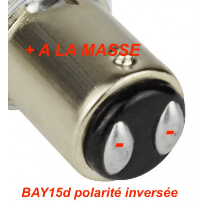 LAMPE LED auto 21/5w ,12V, BAY15D Positif inversée -veilleuse + stop